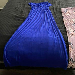 Blue Strapless Maxie Dress